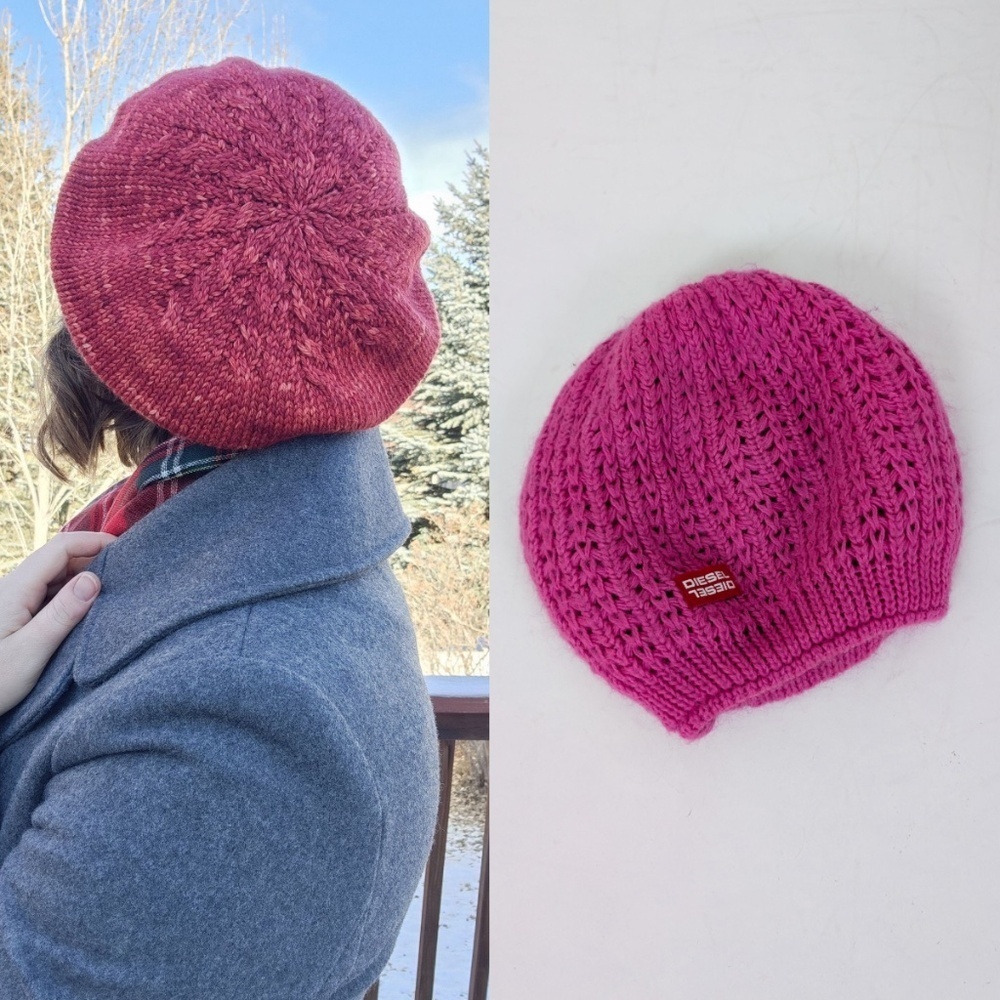 Diesel Knit Beret Slouchy Beanie Hat Touque Cap Colorful
